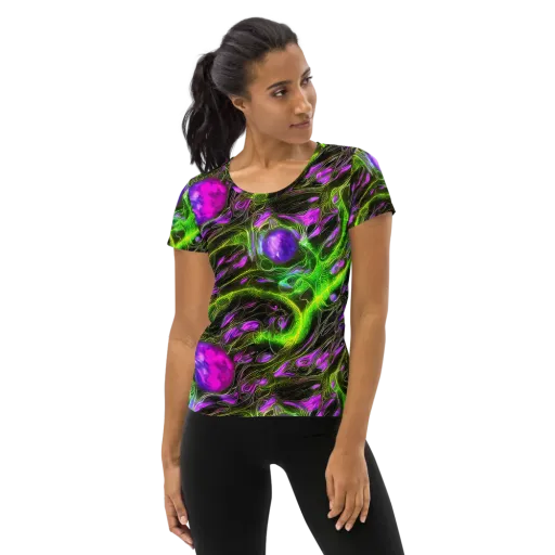 Neon Vine Reverie on a Women's Athletic T-Shirt
