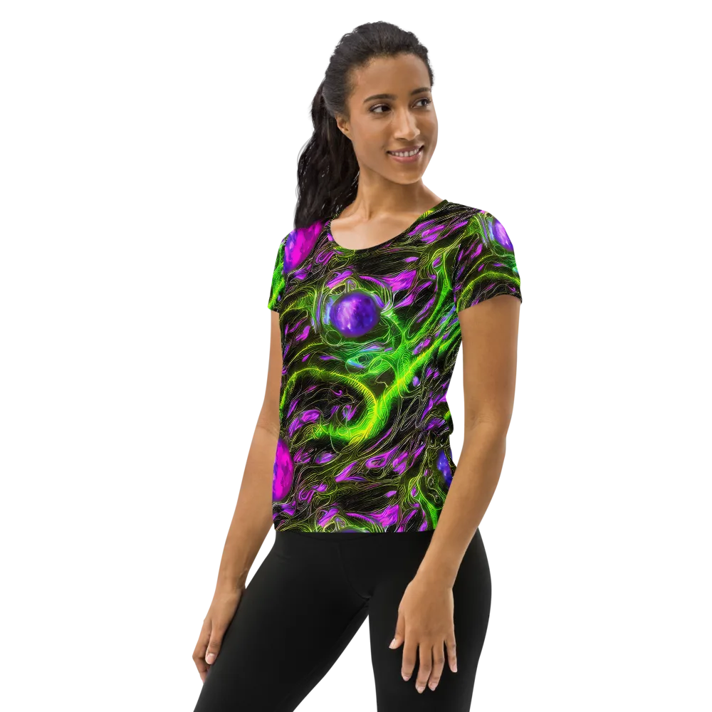 Neon Vine Reverie on Women's Athletic T-Shirt — Left