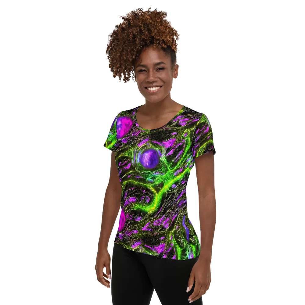 Neon Vine Reverie on Women's Athletic T-Shirt — Left