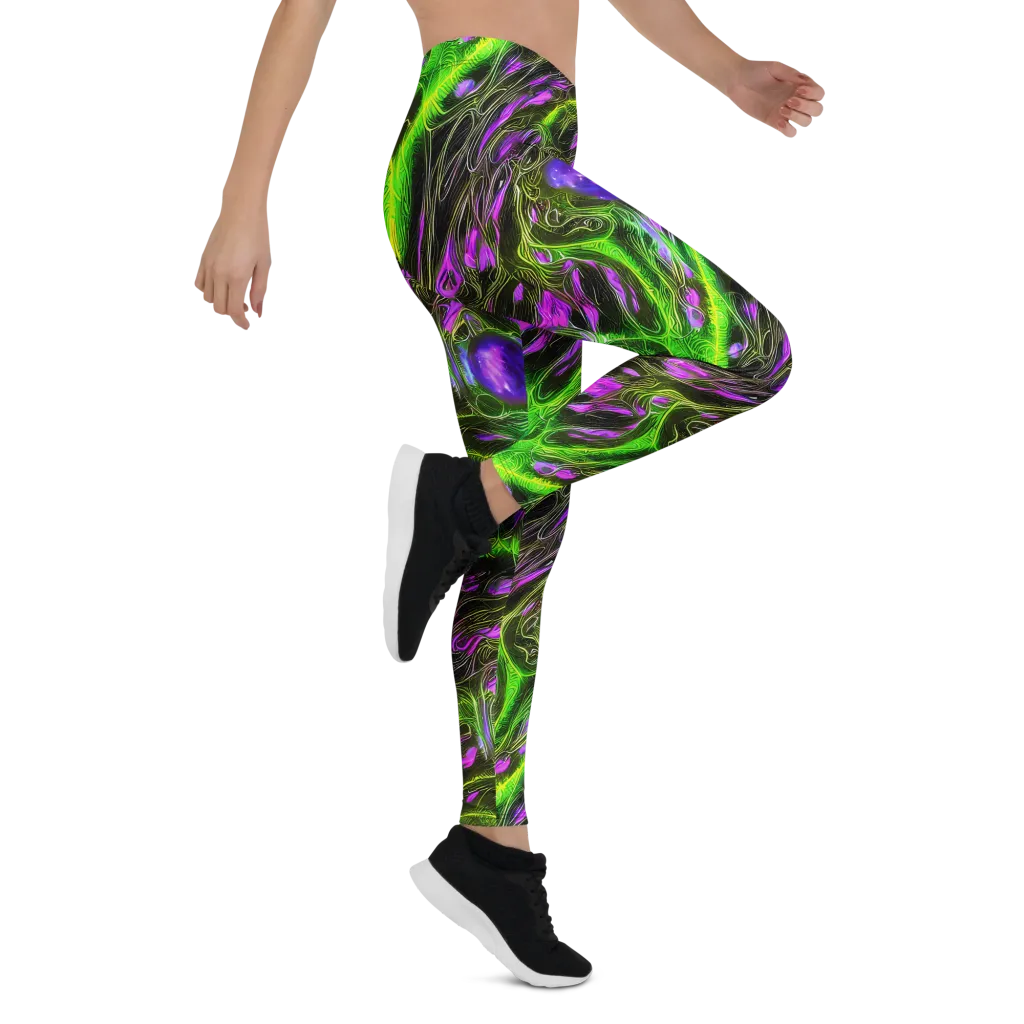 Neon Vine Reverie on Leggings — Right