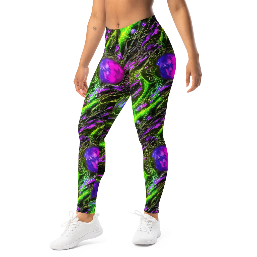 Neon Vine Reverie on Leggings — Left Front