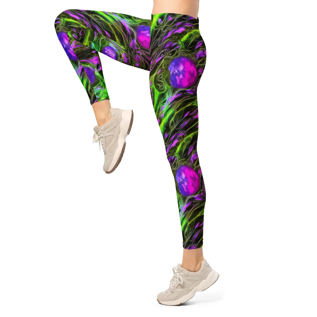 Neon Vine Reverie on Leggings — Left