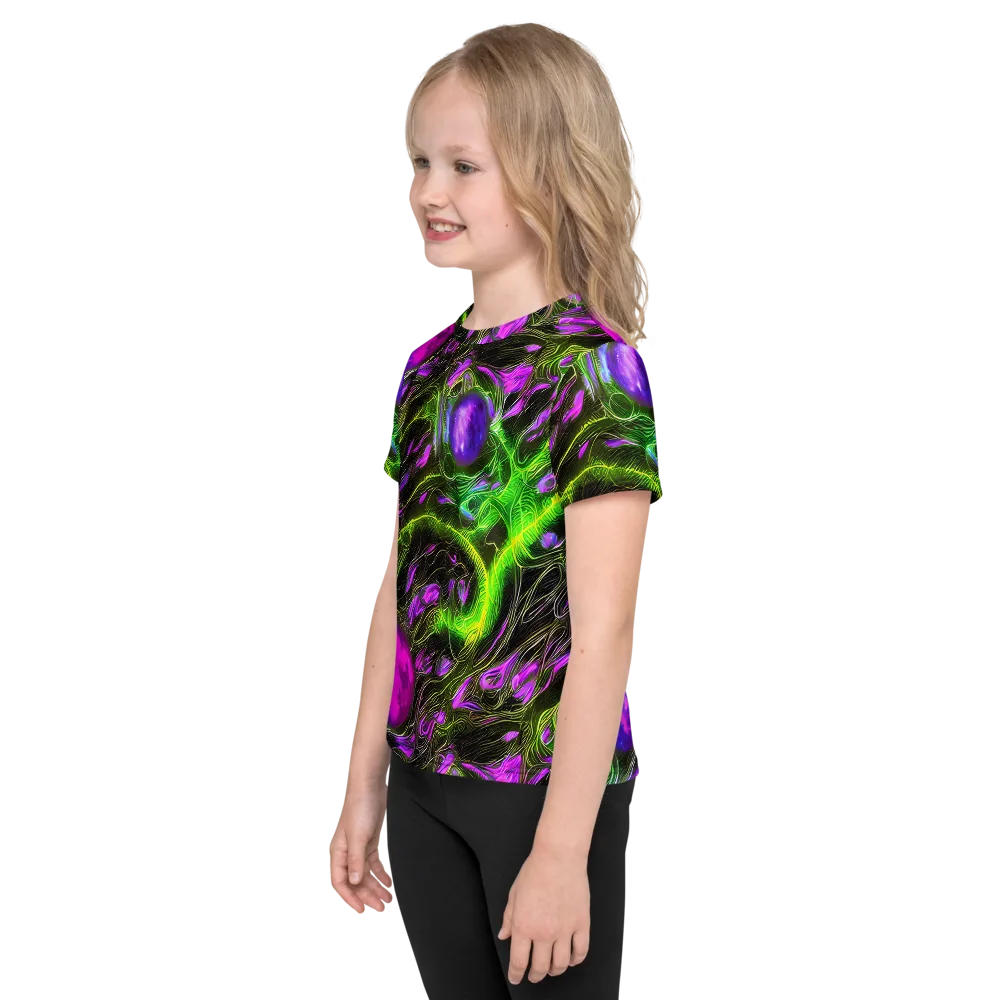 Neon Vine Reverie on Kids Crew Neck T-Shirt — Left