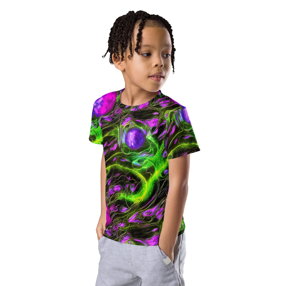 Neon Vine Reverie on Kids Crew Neck T-Shirt — Left Front
