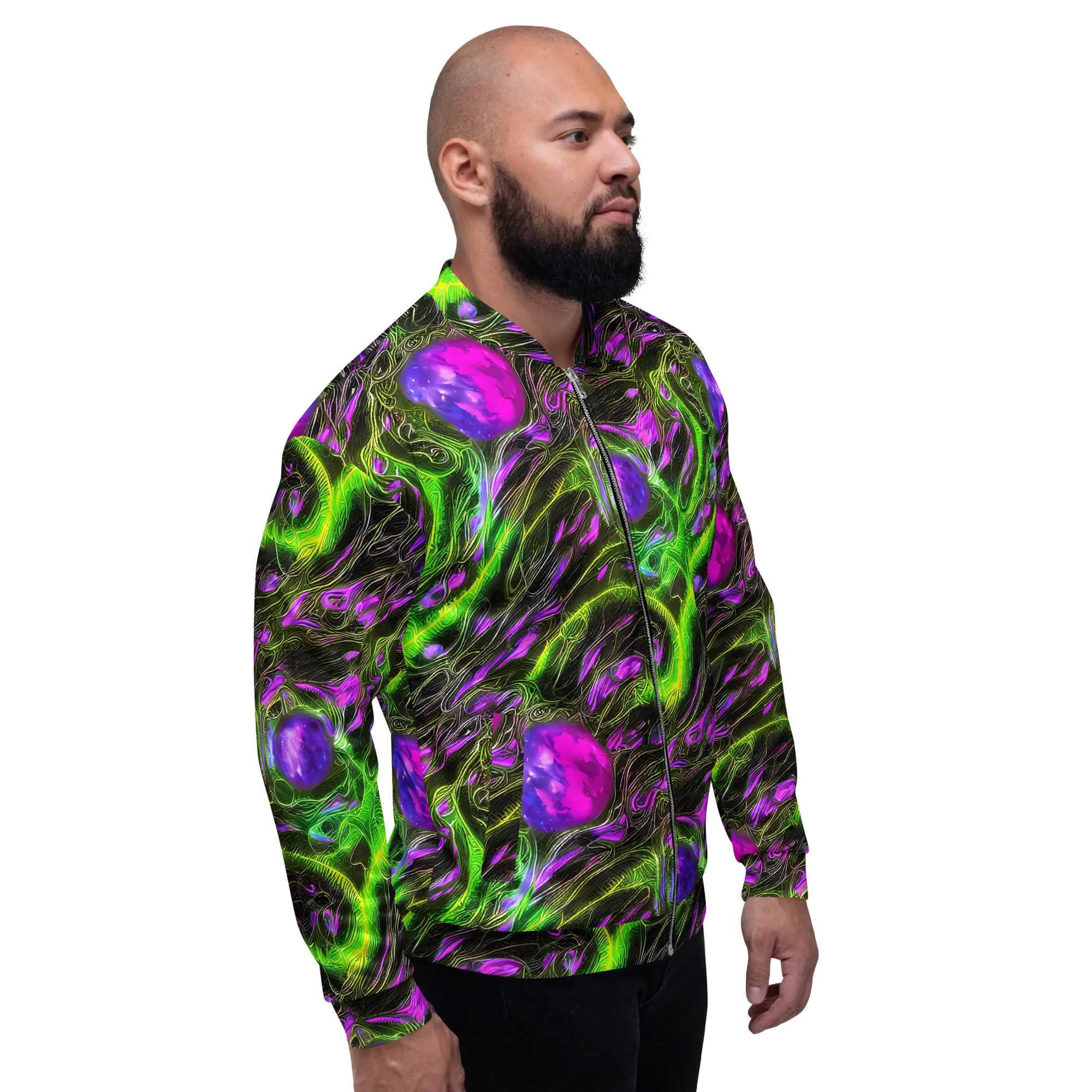 Neon Vine Reverie on Bomber Jacket — Right