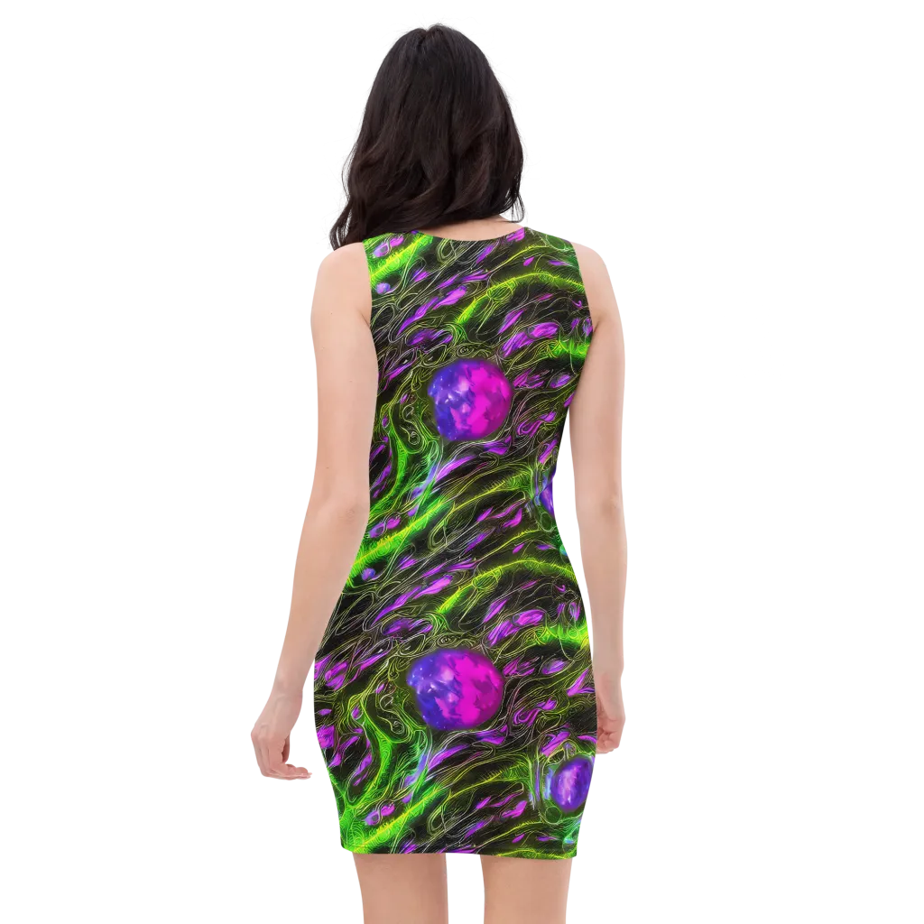 Neon Vine Reverie on Bodycon Dress — Back