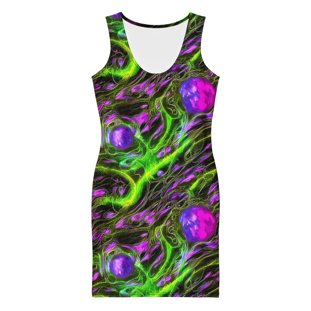 Neon Vine Reverie on Bodycon Dress — Front
