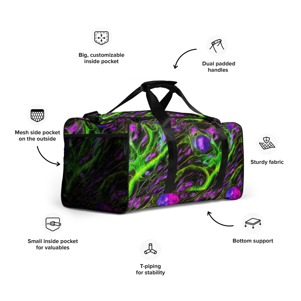 Neon Vine Reverie on Duffle Bag — Right Front