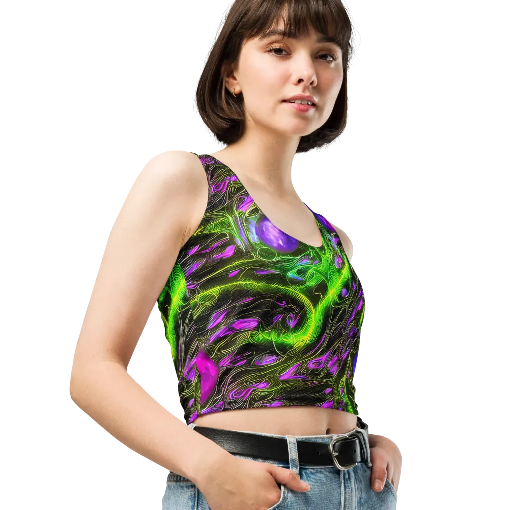 Neon Vine Reverie on Crop Top — Right Front