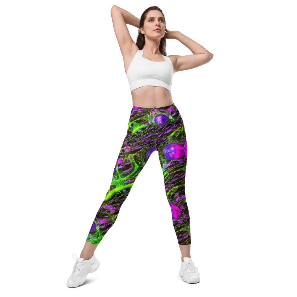 Neon Vine Reverie on Leggings with Pockets — Front