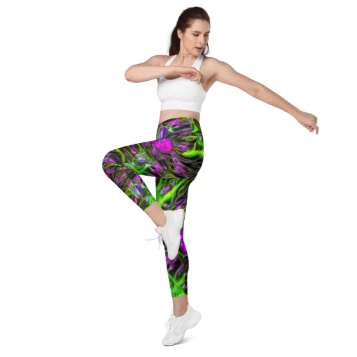 Neon Vine Reverie on a Leggings with Pockets