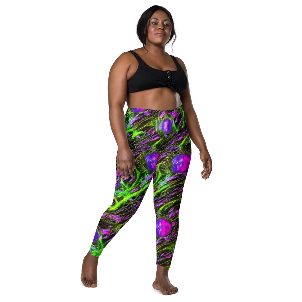 Neon Vine Reverie on Leggings with Pockets — Front