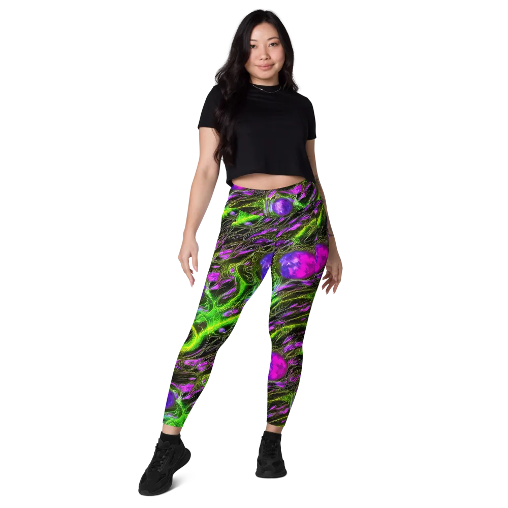 Neon Vine Reverie on Leggings with Pockets — Front