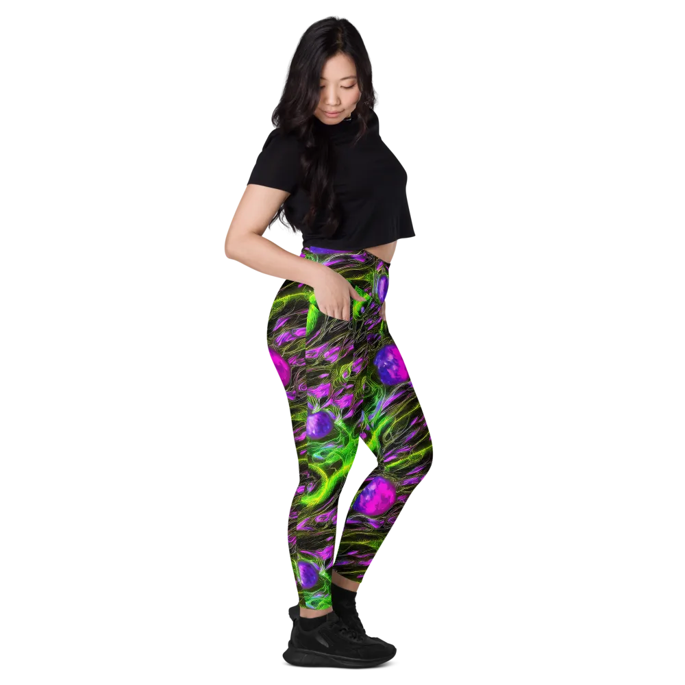 Neon Vine Reverie on Leggings with Pockets — Right