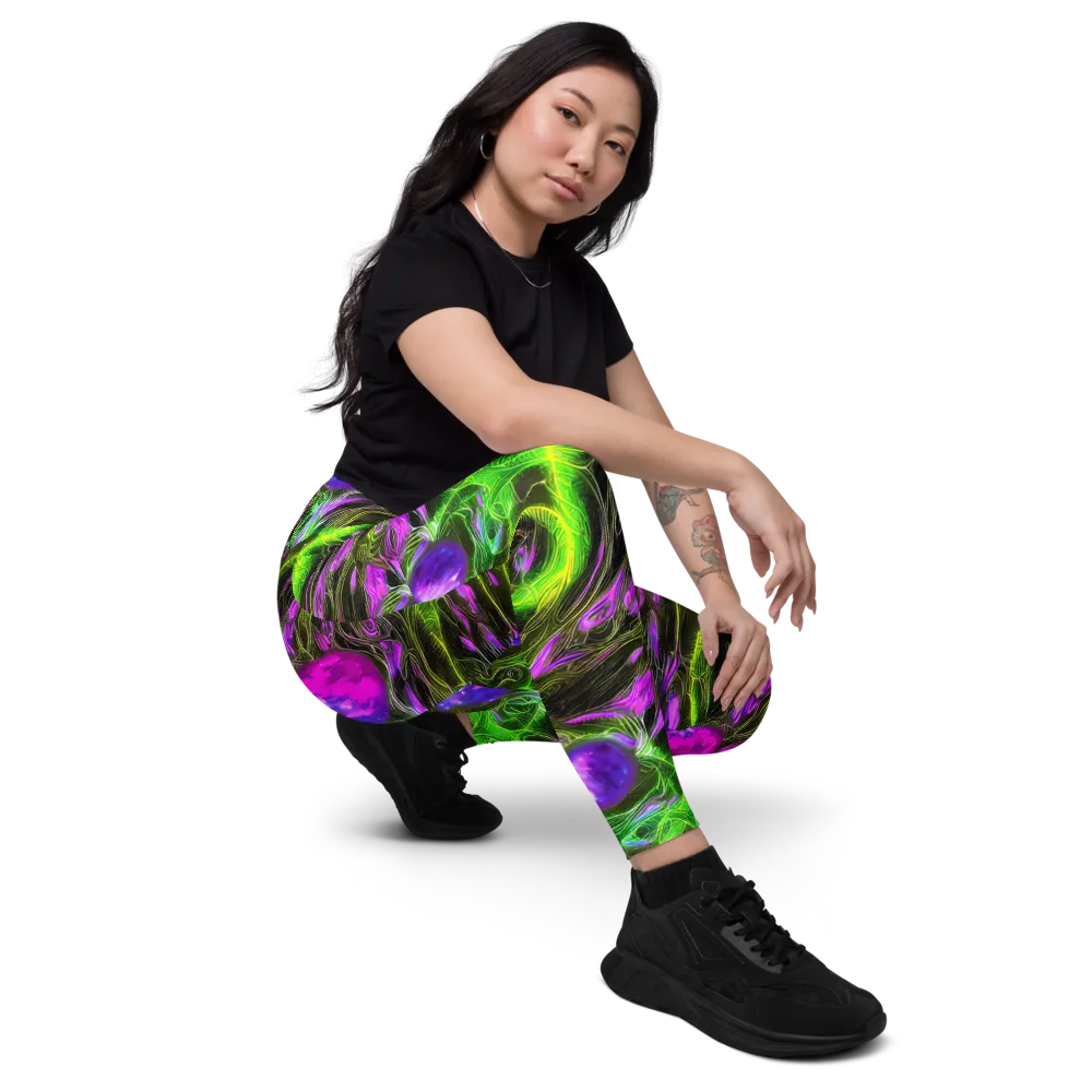 Neon Vine Reverie on Leggings with Pockets — Right Front
