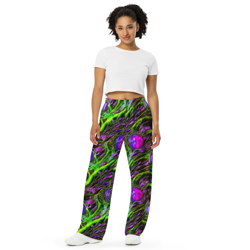 Neon Vine Reverie on Wide-Leg Pants — Front
