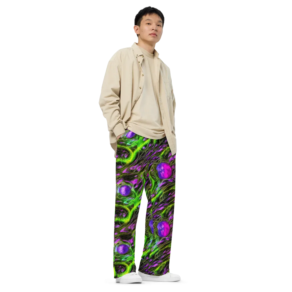 Neon Vine Reverie on Wide-Leg Pants — Right Front