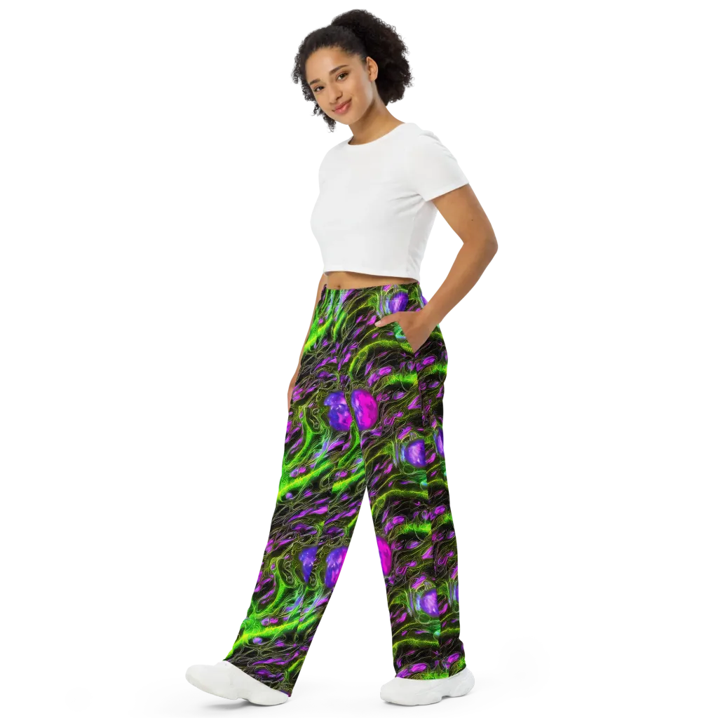 Neon Vine Reverie on Wide-Leg Pants — Left Front