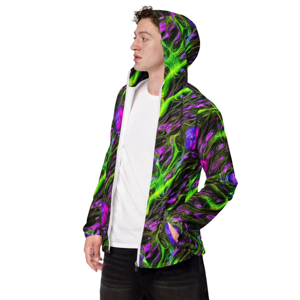 Neon Vine Reverie on Men's Windbreaker — Left Front