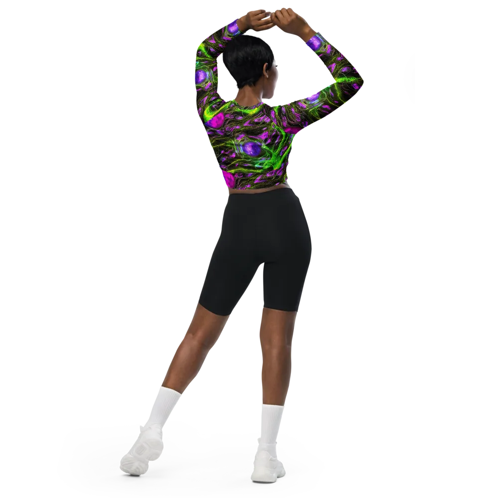 Neon Vine Reverie on Long Sleeve Crop Top — Back