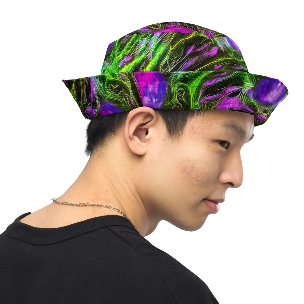 Neon Vine Reverie on Reversible Bucket Hat — Right Outside