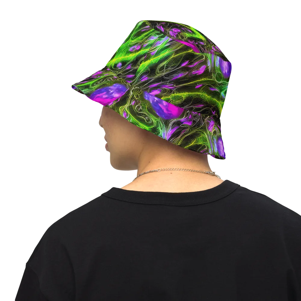 Neon Vine Reverie on Reversible Bucket Hat — Back Inside
