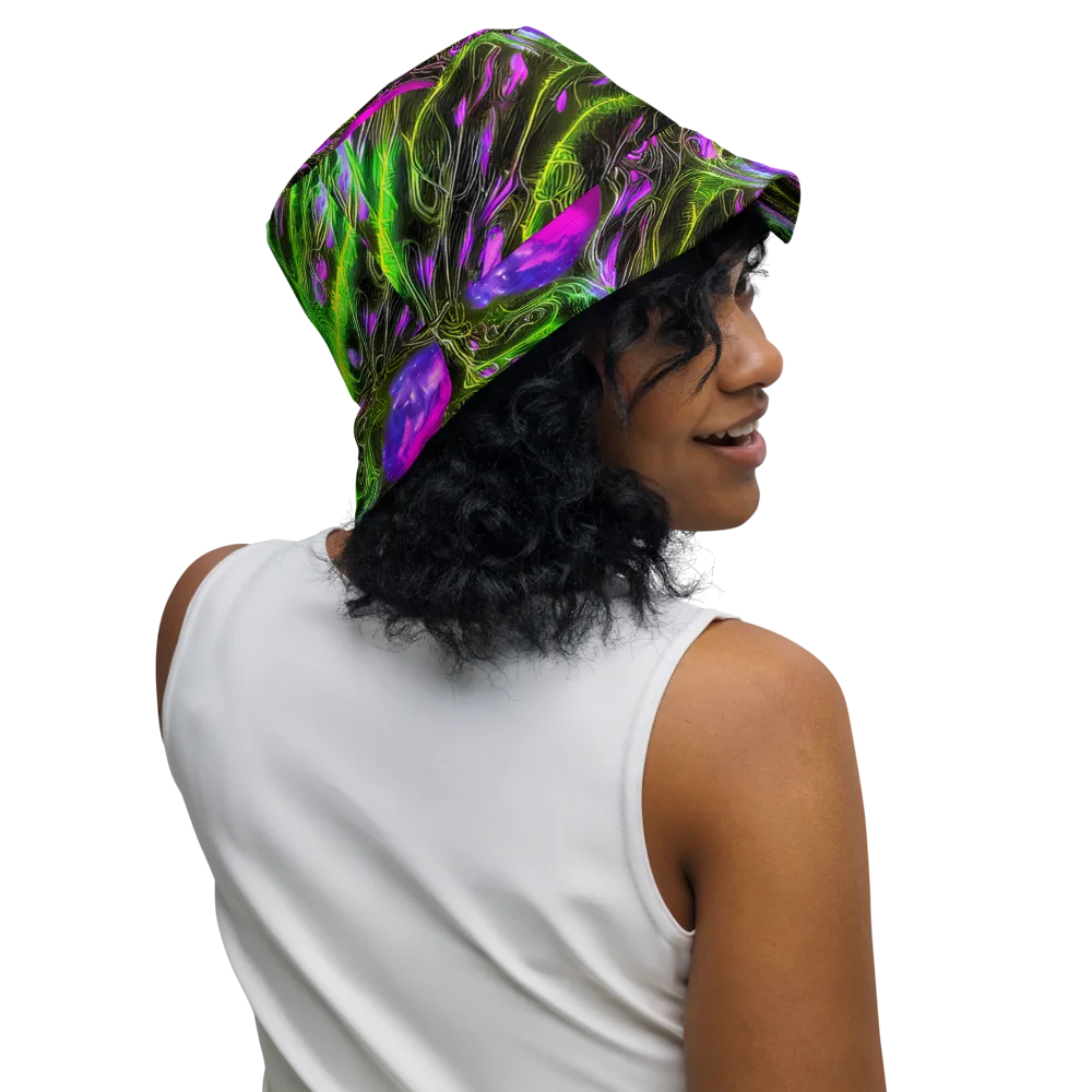 Neon Vine Reverie on Reversible Bucket Hat — Right Outside