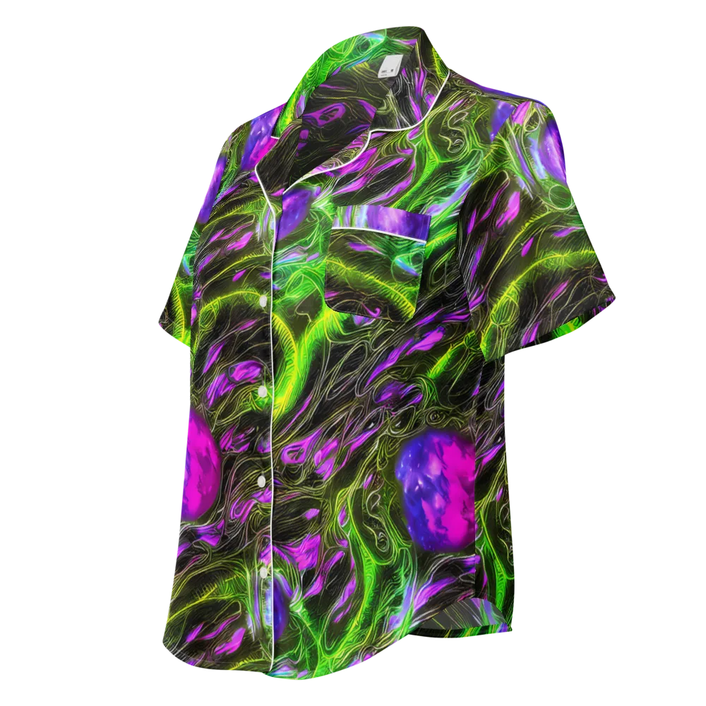 Neon Vine Reverie on Women's Short Sleeve Pajama Top — Left Front