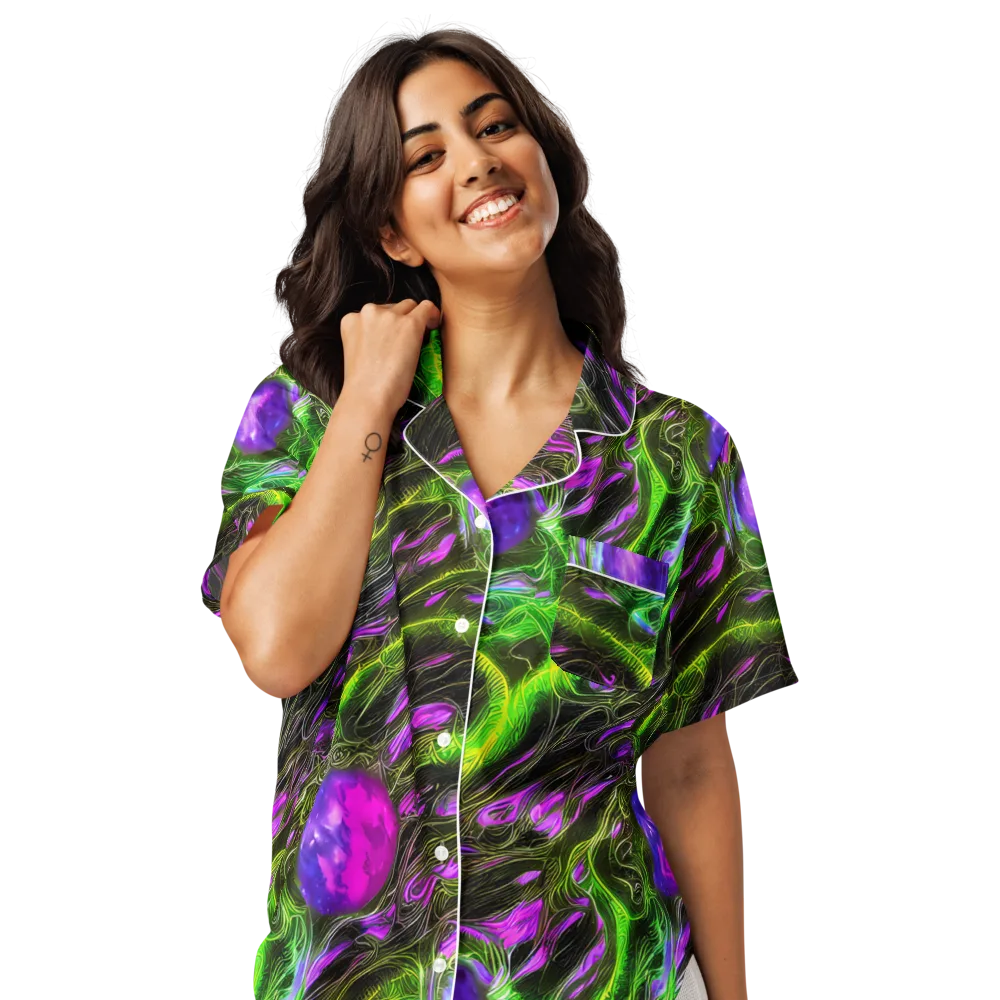 Neon Vine Reverie on Women's Short Sleeve Pajama Top — Front