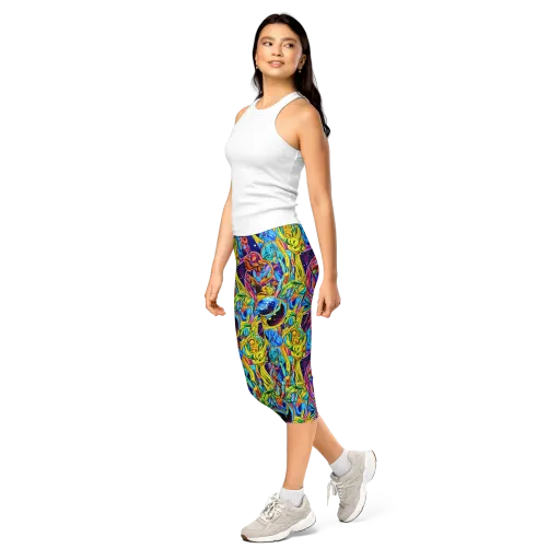 Electric Petal Storm on a Capri Leggings