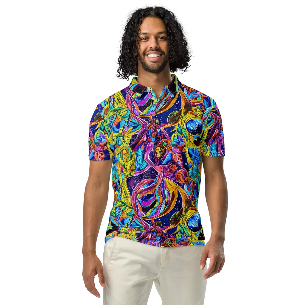 Electric Petal Storm on Men's Slim Fit Polo Shirt — Front