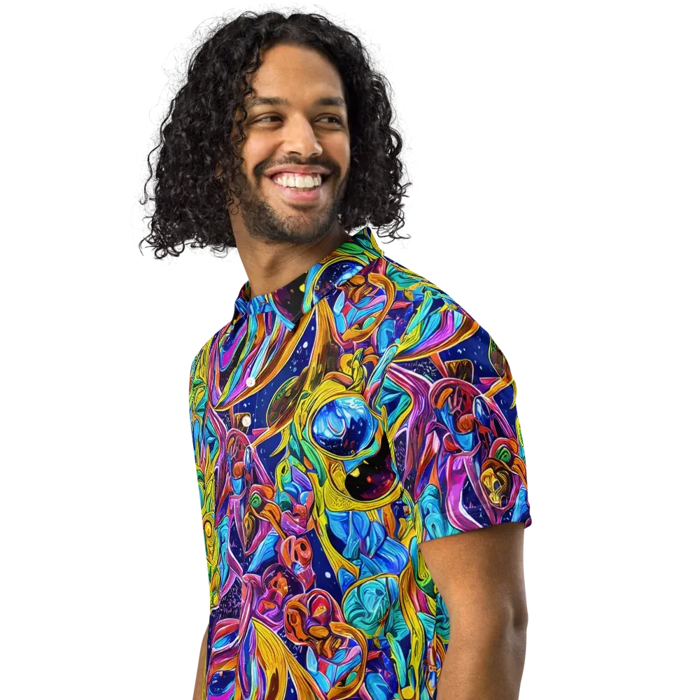 Electric Petal Storm on Men's Slim Fit Polo Shirt — Left Front