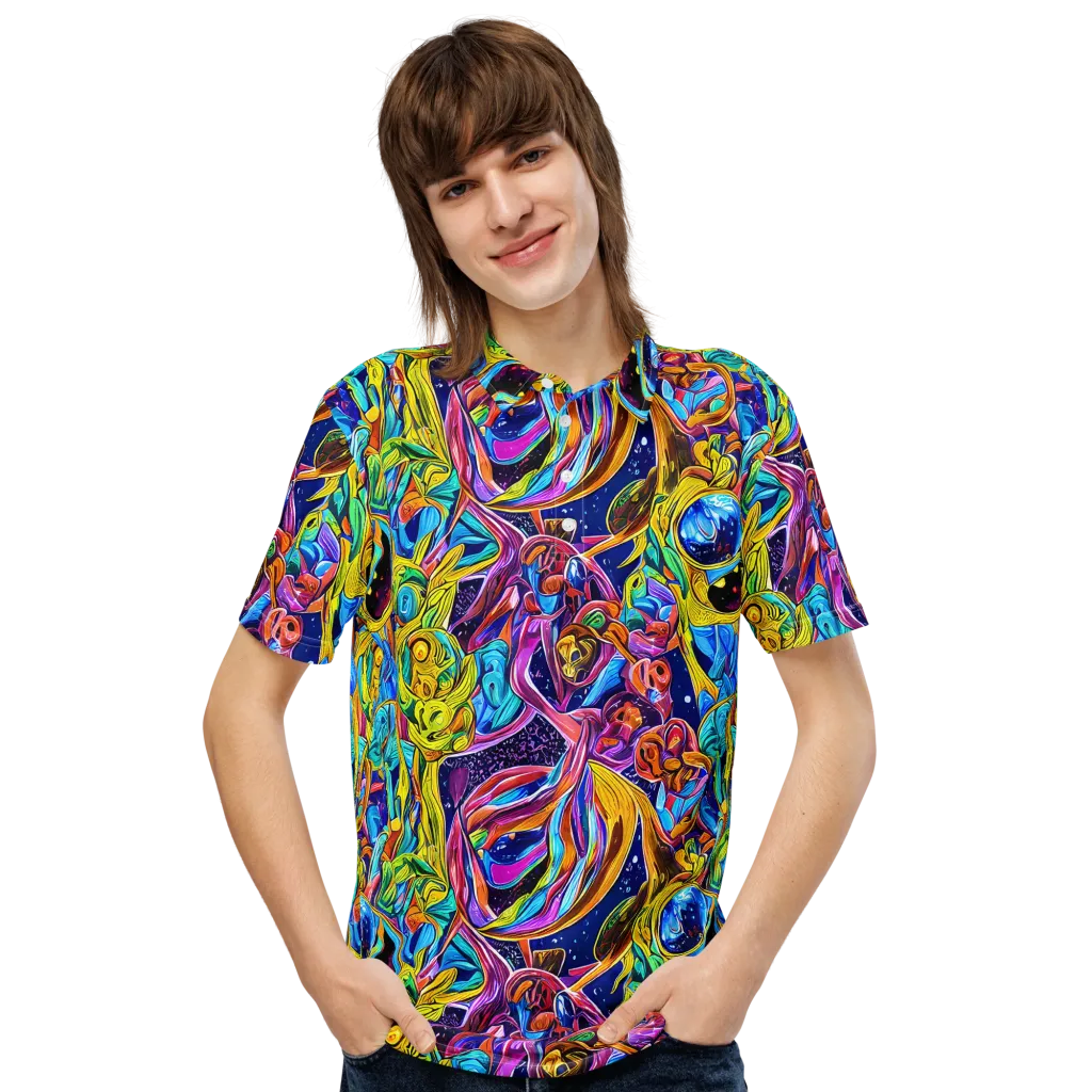 Electric Petal Storm on Men's Slim Fit Polo Shirt — Front