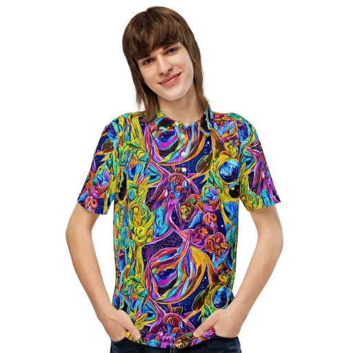 Electric Petal Storm on a Men's Slim Fit Polo Shirt