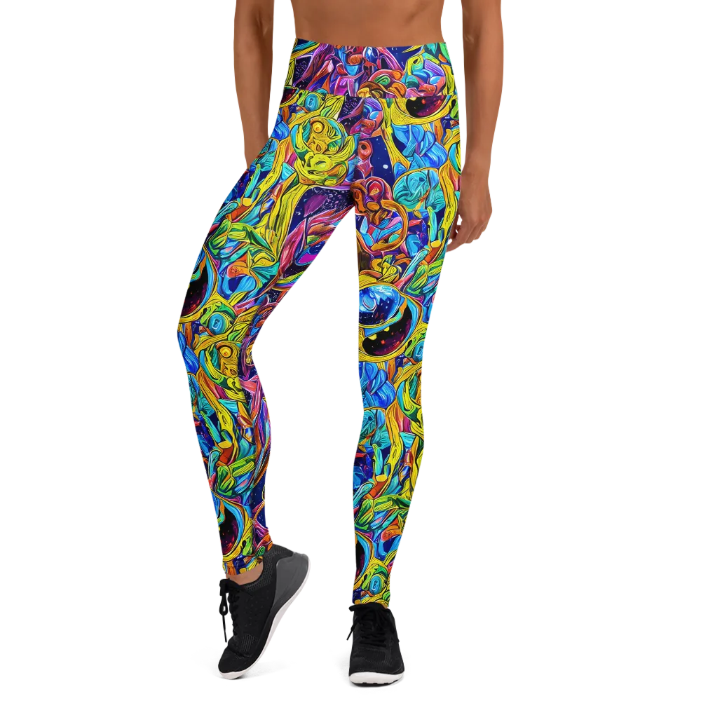 Electric Petal Storm on Yoga Leggings — Front