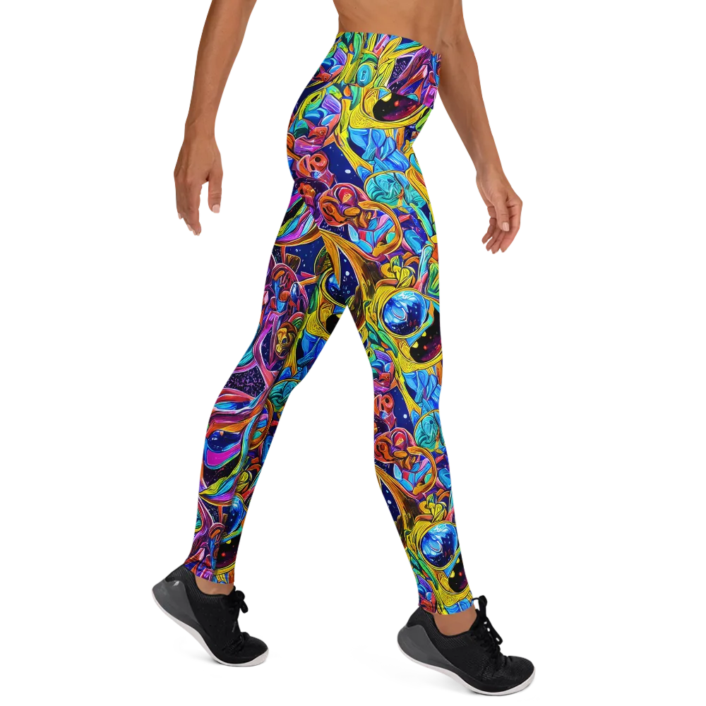Electric Petal Storm on Yoga Leggings — Right