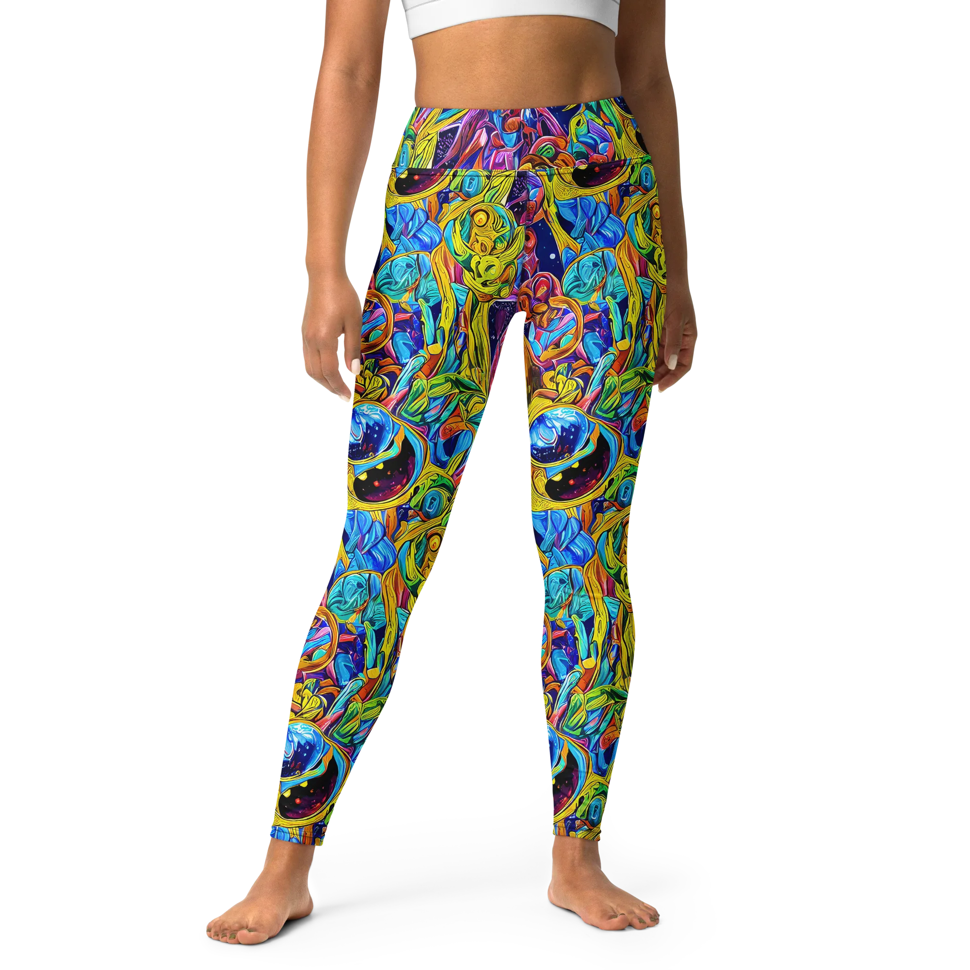 Electric Petal Storm on Yoga Leggings — Front