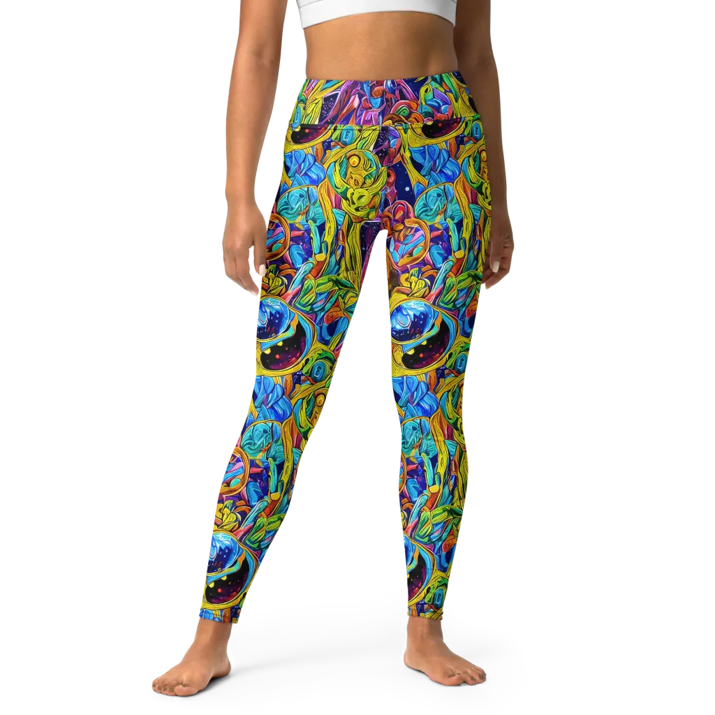 Electric Petal Storm on Yoga Leggings — Front