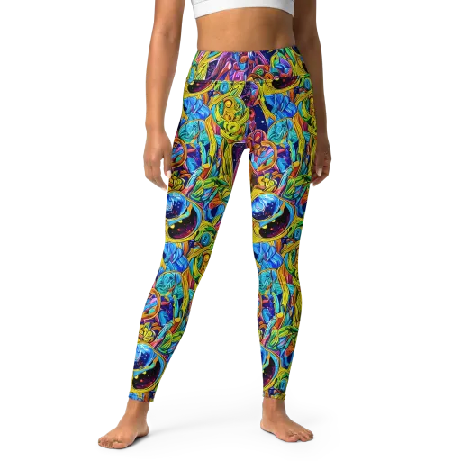 Electric Petal Storm on a Yoga Leggings