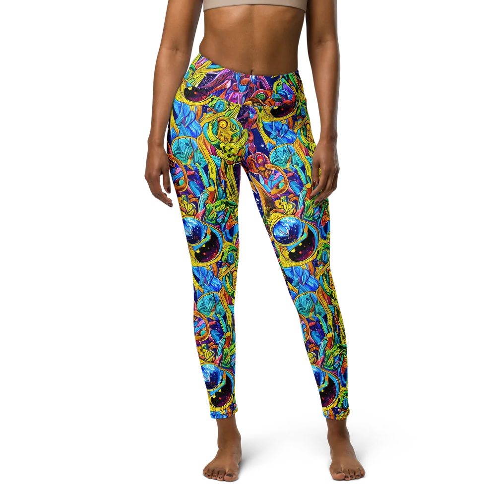 Electric Petal Storm on Yoga Leggings — Front