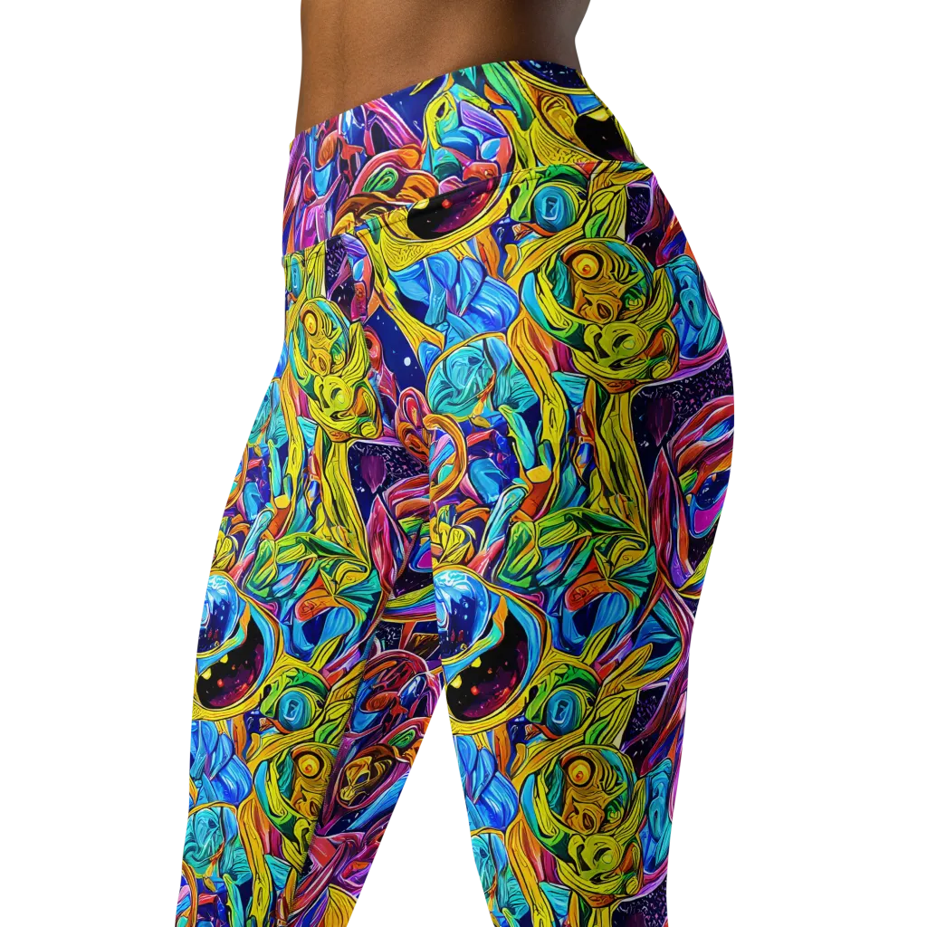 Electric Petal Storm on Yoga Leggings — Left Front