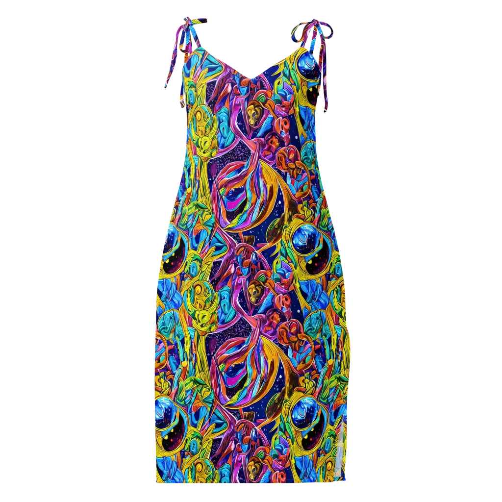 Electric Petal Storm on Slip Dress — Front