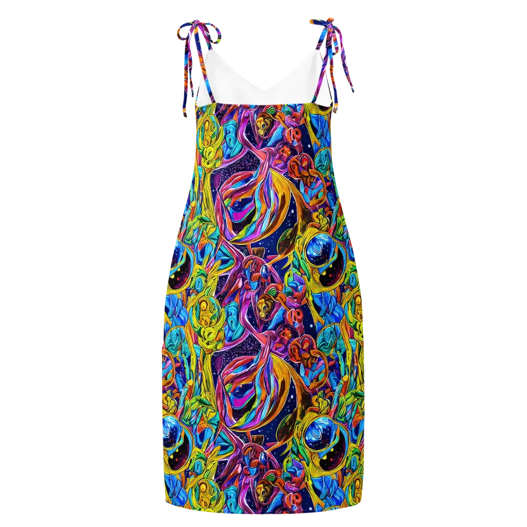 Electric Petal Storm on Slip Dress — Back