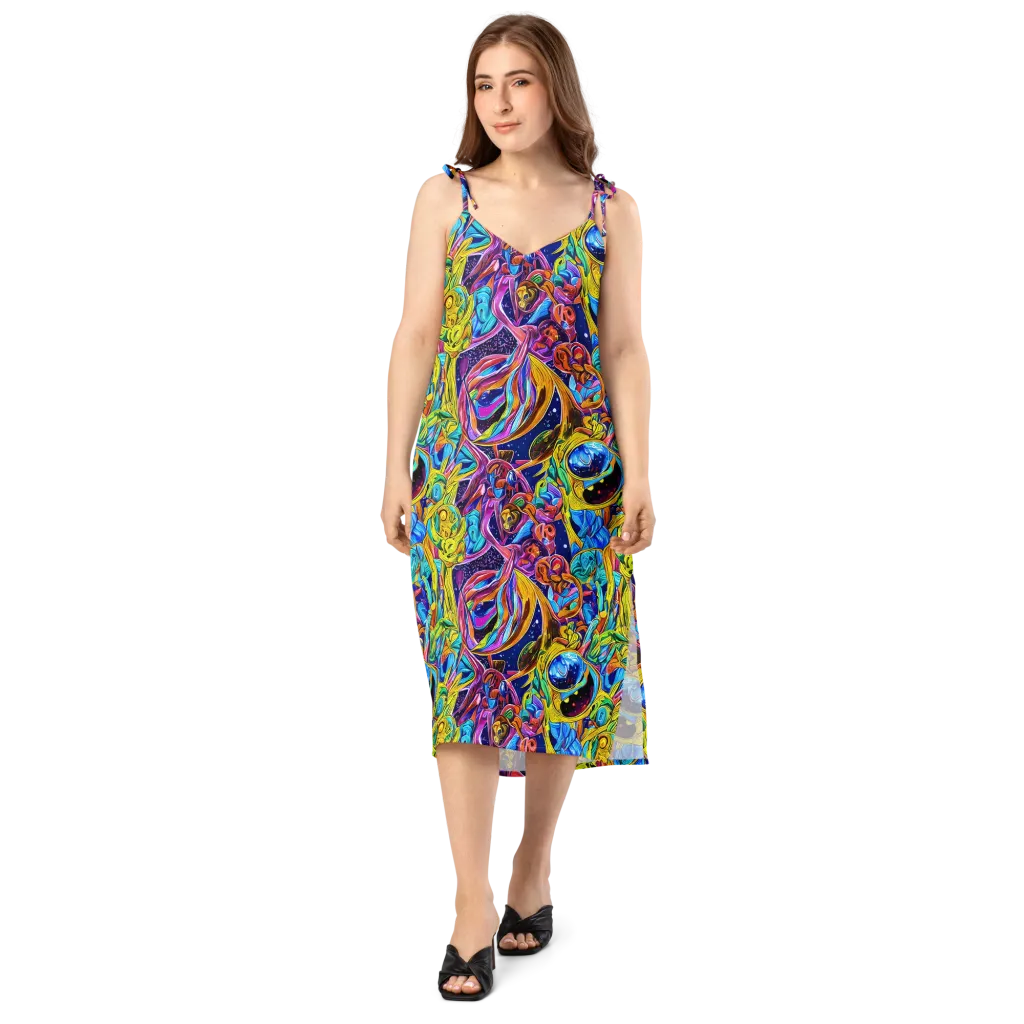 Electric Petal Storm on Slip Dress — Front