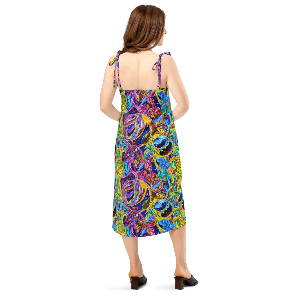 Electric Petal Storm on Slip Dress — Back
