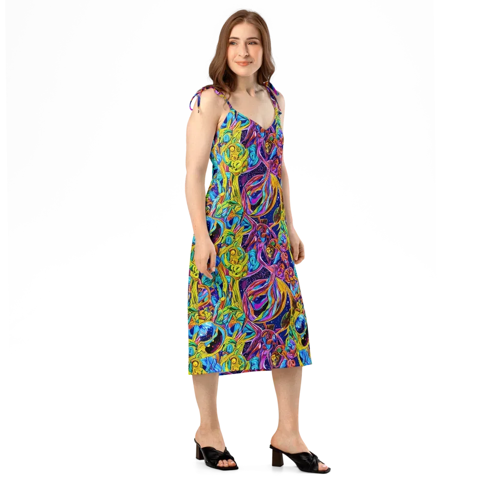 Electric Petal Storm on Slip Dress — Right Front
