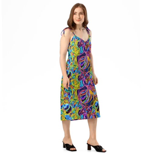 Electric Petal Storm on a Slip Dress