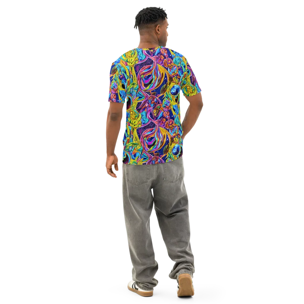 Electric Petal Storm on Men's Cotton Crew Neck T-Shirt — Back