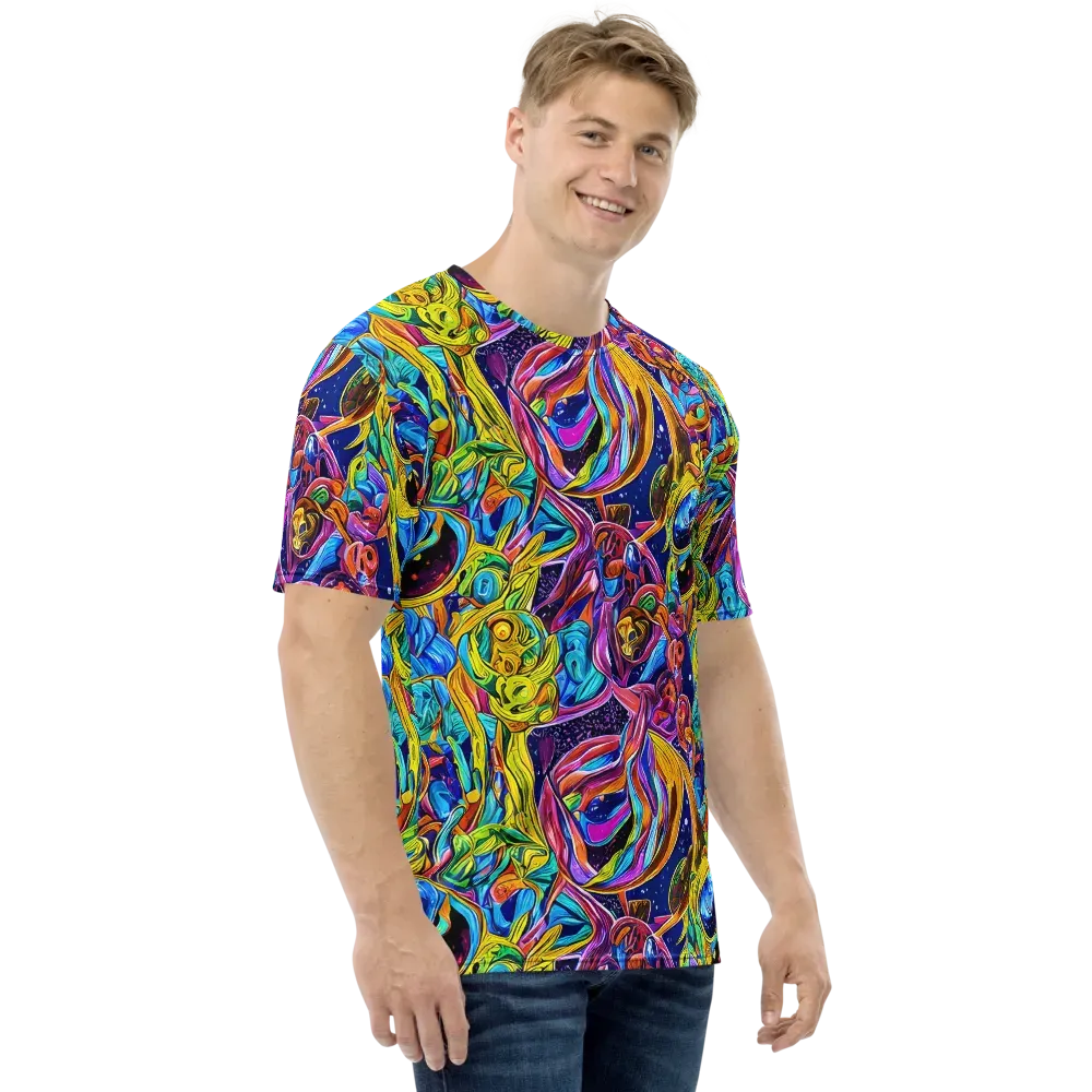 Electric Petal Storm on Men's Crew Neck T-Shirt — Right