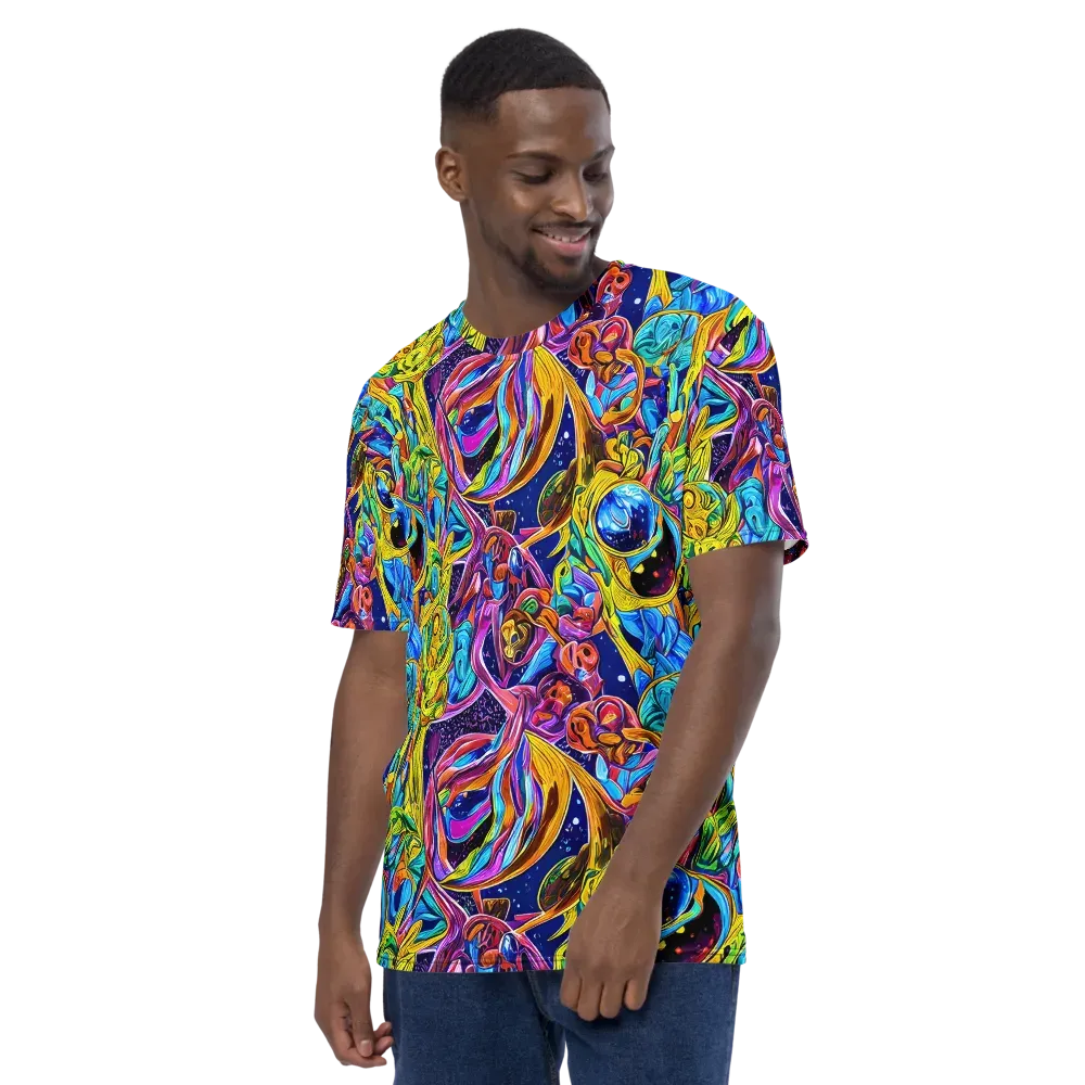 Electric Petal Storm on Men's Crew Neck T-Shirt — Left